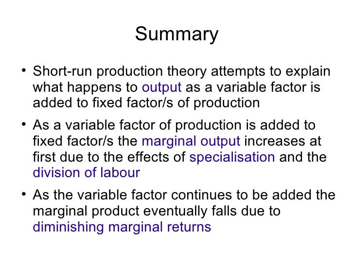 Short run production theory