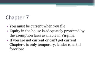 Service Members Civil Relief ActIf you or a family member is on active military duty, you have some extra protections, including the right to demand that a judge pass on the merits of the foreclosure EVEN if you are living in a state that does nonjudicial foreclosures.
