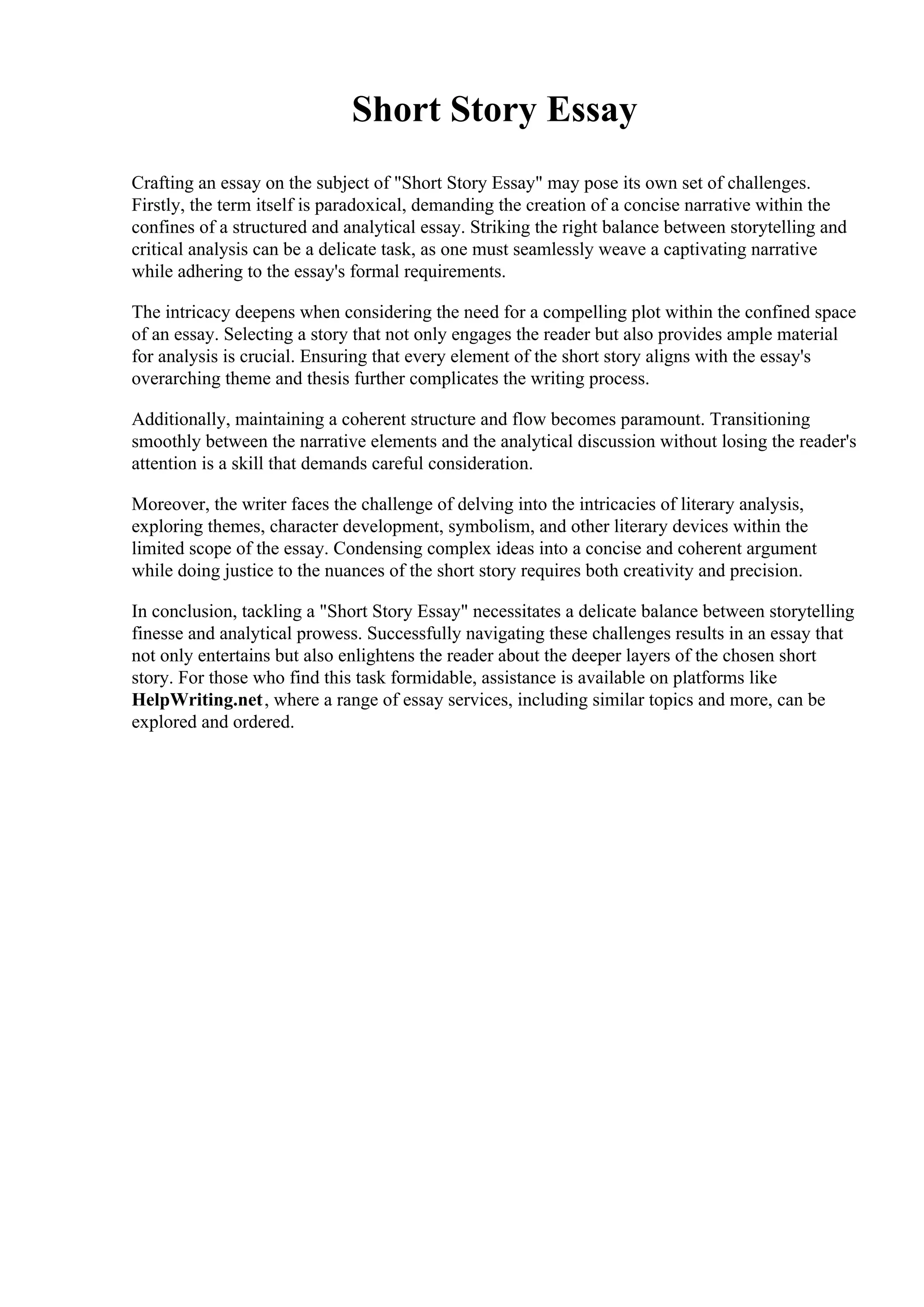 short-story-essay-pdf