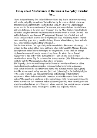 Short Story Essay Example | PDF
