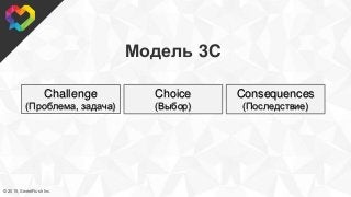 © 2015, SweetRush Inc.
Модель 3C
Challenge
(Проблема, задача)
Choice
(Выбор)
Consequences
(Последствие)
 
