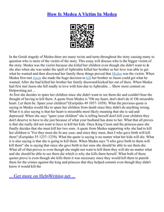 Short Story Of Medea | PDF