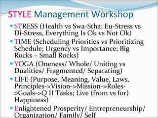 STYLE  Management Workshop ,[object Object],[object Object],[object Object],[object Object],[object Object]