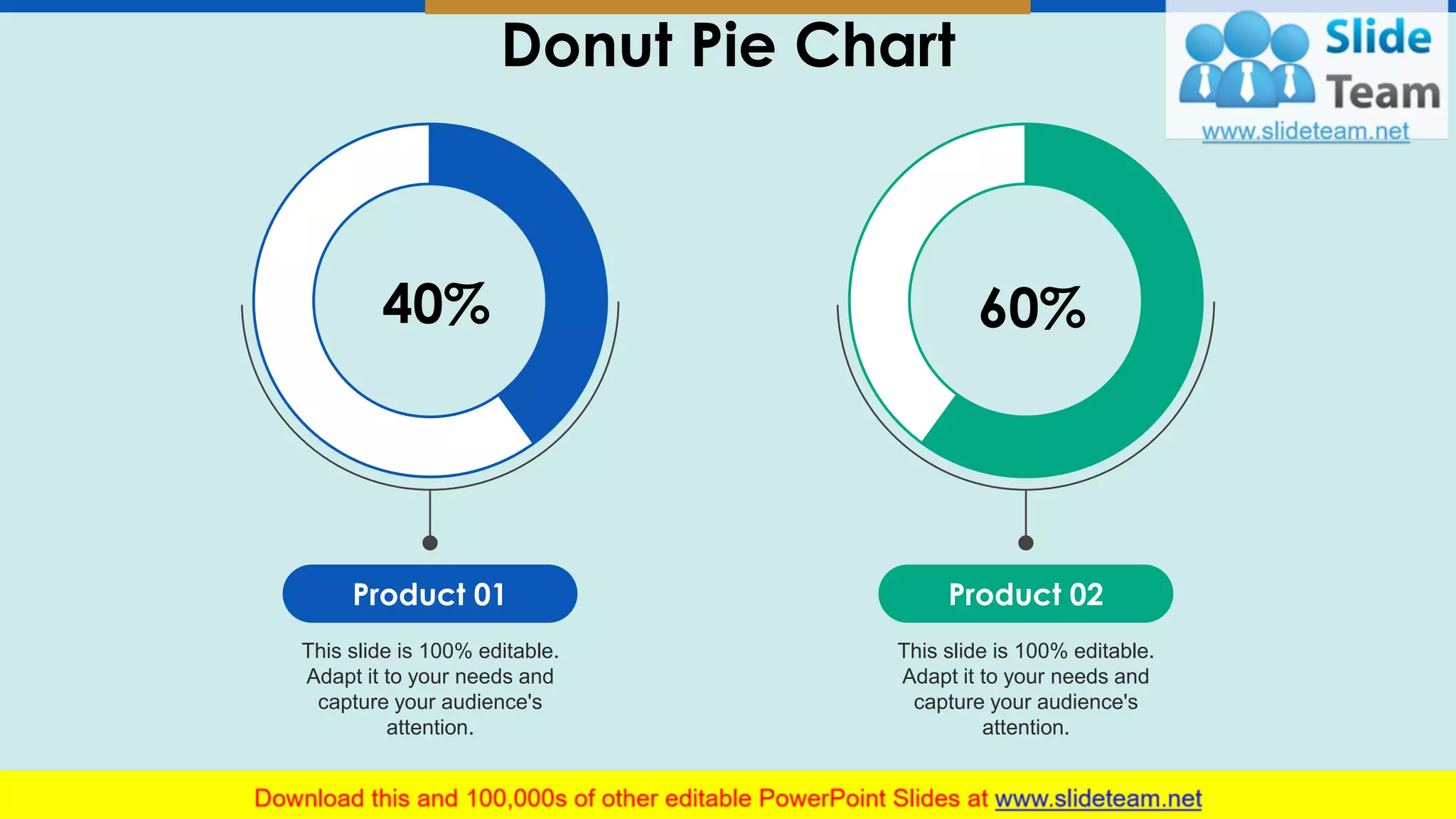 Donut Pie Chart
15
40% 60%
Product 01
This slide is 100% editable.
Adapt it to your needs and
capture your audience's
attention.
Product 02
This slide is 100% editable.
Adapt it to your needs and
capture your audience's
attention.
 
