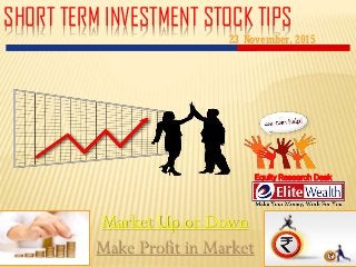SHORT TERM INVESTMENT STOCK TIPS
Equity Research Desk
23 November, 2015
Market Up or Down
Make Profit in Market
 