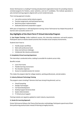 Short Term IT Virtual Internship Program in Mumbai - Live Project ...