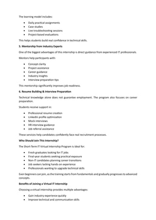 Short Term IT Virtual Internship Program in Mumbai - Live Project ...