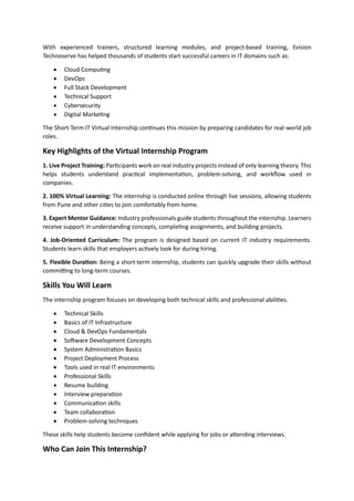 Short Term IT Virtual Internship Program in Pune - Live Project ...