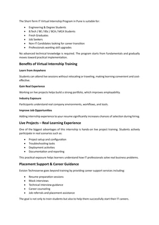 Short Term IT Virtual Internship Program in Pune - Live Project ...