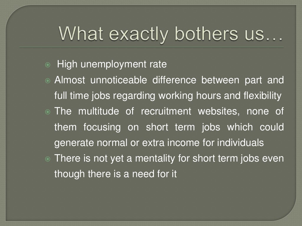 Short term jobs web platform