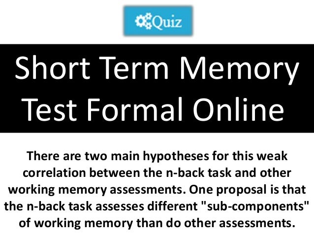 Short Term Memory Test Formal Online