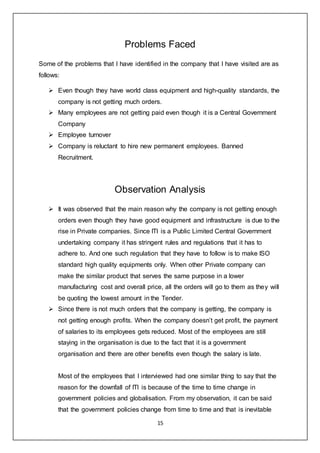 Analysis on the working of ITI Ltd | DOCX