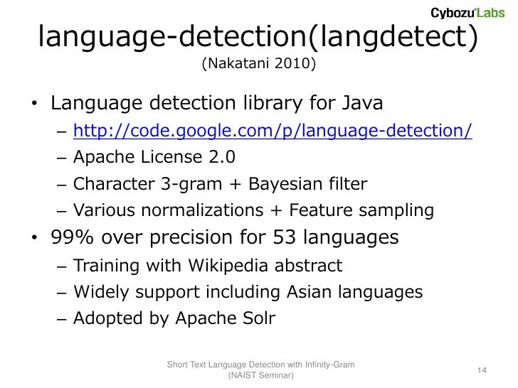 Short Text Language Detection with Infinity-Gram
