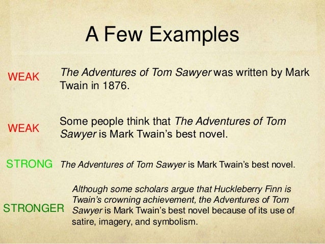 Thesis statement for the adventures of tom sawyer