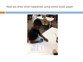 Next we drew what happened using comic book paper.
 