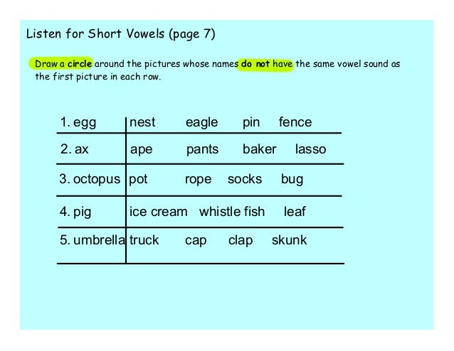 Short vowels