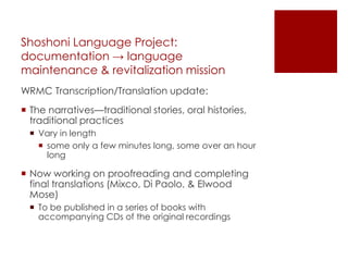 The Shoshoni Language: From Oral Tradition to the Digital Age | PPTX
