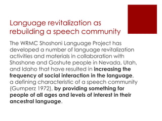 The Shoshoni Language: From Oral Tradition to the Digital Age | PPTX
