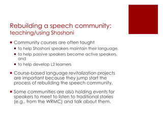 The Shoshoni Language: From Oral Tradition to the Digital Age | PPTX