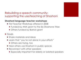 The Shoshoni Language: From Oral Tradition to the Digital Age | PPTX