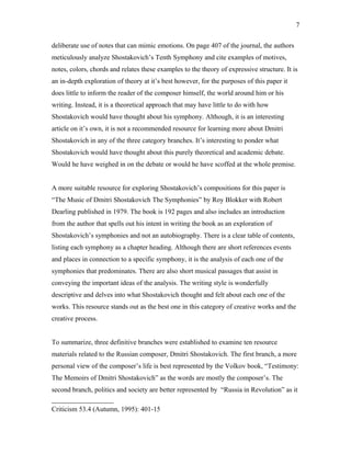 Sample Mimic Notes Shostakovich Comparative Paper | DOC