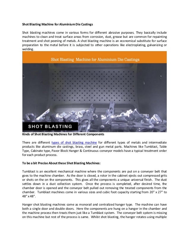 Shot blasting machine for aluminium die castings