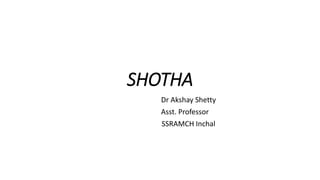 SHOTHA
Dr Akshay Shetty
Asst. Professor
SSRAMCH Inchal
 
