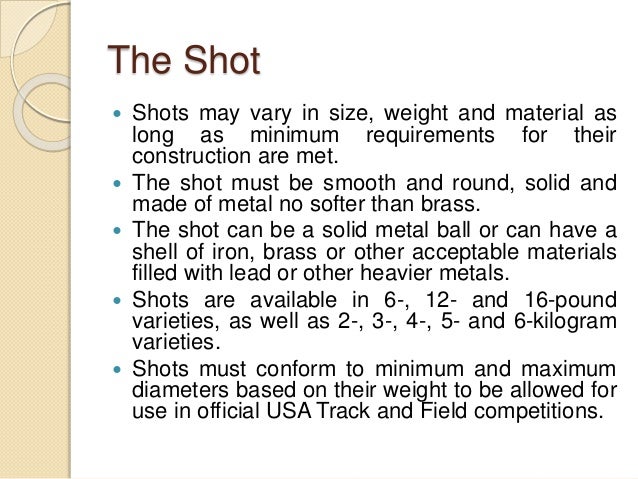 shot put size of a shot