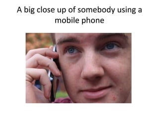 A big close up of somebody using a
mobile phone