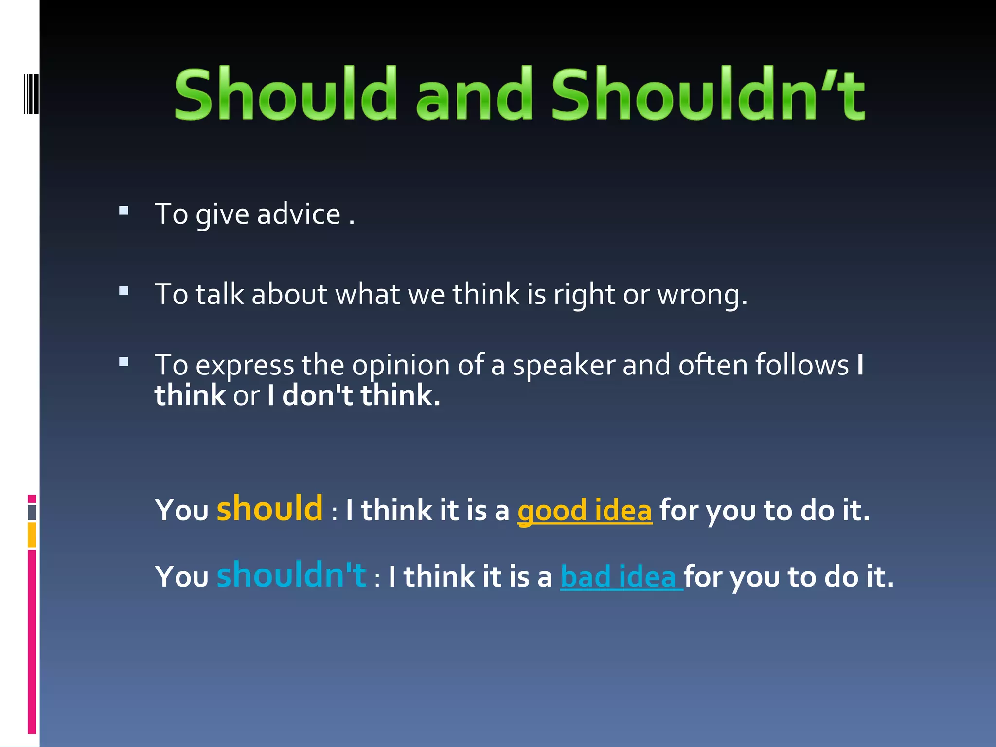 Should and shouldnt | PPT