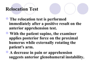 Internal Rotation Relocation Test Shoulder | PPT