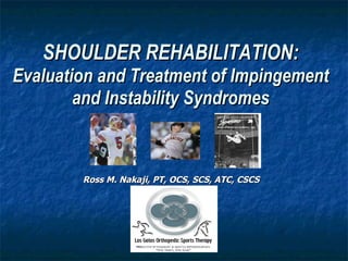 SHOULDER REHABILITATION: Evaluation and Treatment of Impingement and Instability Syndromes ,[object Object]