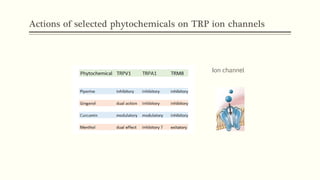 Actions of selected phytochemicals on TRP ion channels
Ion channel
 