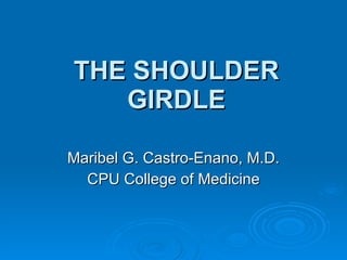 THE SHOULDER GIRDLE Maribel G. Castro-Enano, M.D. CPU College of Medicine 