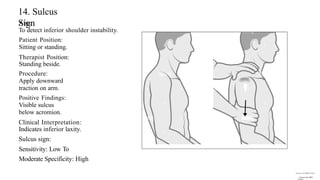 Positive Sulcus Comprehensive Guide to Shoulder Joint Special Tests for Diagnosis | PPTX