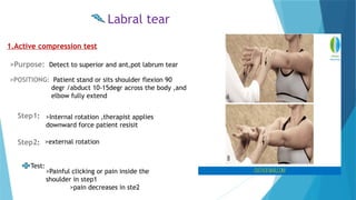 Labrum Click Comprehensive Guide to Shoulder Joint Special Tests for Diagnosis | PPTX