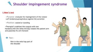 Tangential Neer Position Comprehensive Guide to Shoulder Joint Special Tests for Diagnosis | PPTX