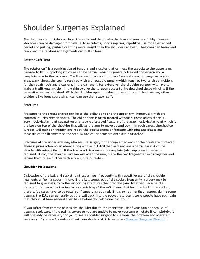 Shoulder surgeries explained