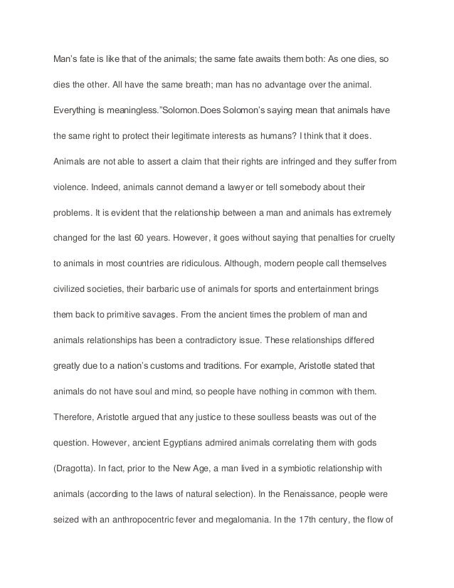 Essay on man relationship with animals