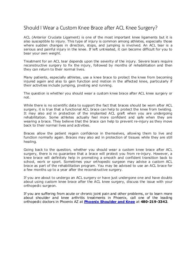 Should I Wear a Custom Knee Brace after ACL Knee Surgery?