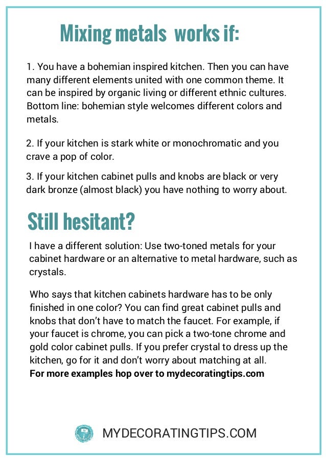 Should kitchen faucet match hardware mixing metals