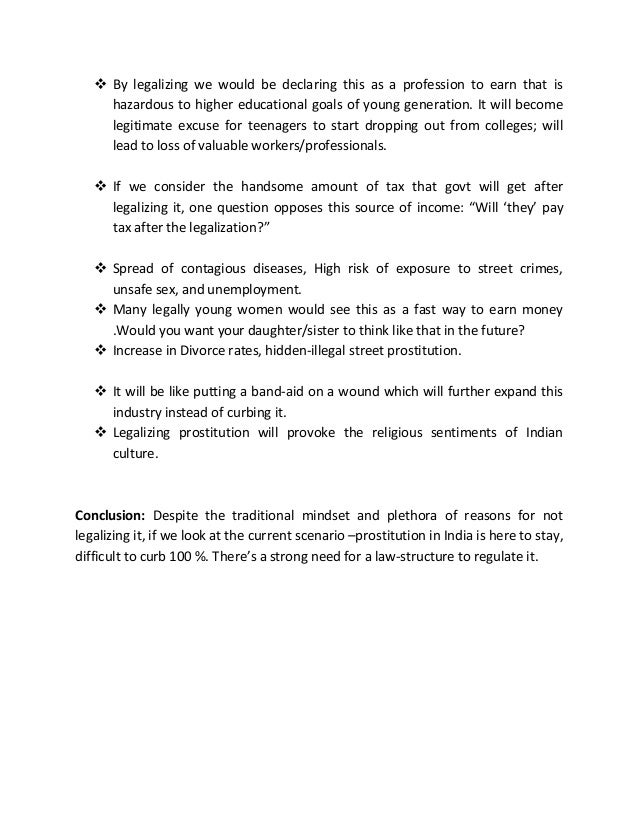 Should prostitution be legalized essay