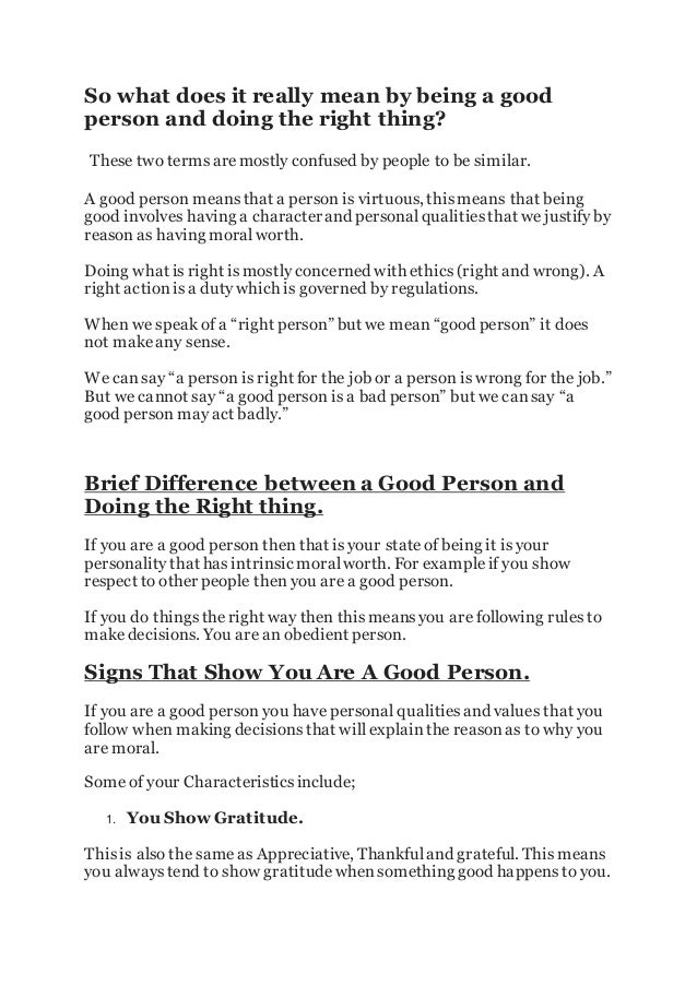 should you be a good person or a person that does the right thing