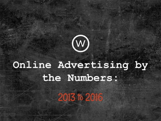 Online Advertising by
the Numbers:
2013 to 2016
w
 