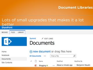 Document Libraries
Lots of small upgrades that makes it a lot
better
 