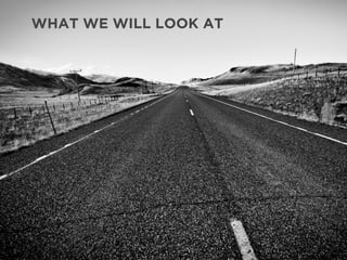 WHAT WE WILL LOOK AT
 