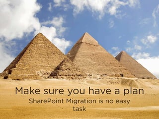Make sure you have a plan
SharePoint Migration is no easy
task
 