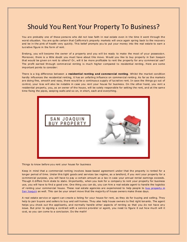 Should You Rent Your Property To Business?
