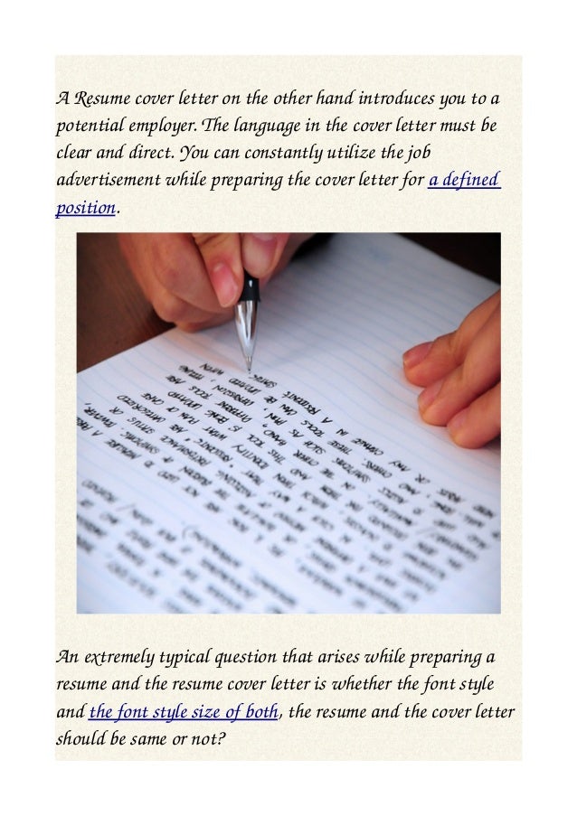 should your resume and cover letter font style and size match font size and style for resumes