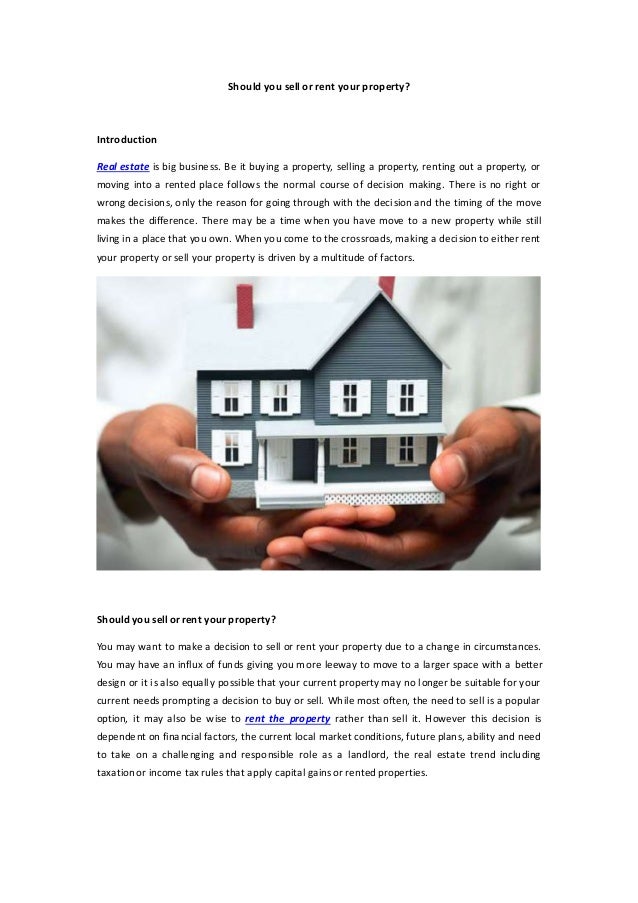 renting vs selling your home